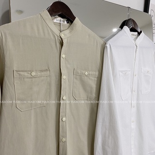 Sơ mi cổ tàu - chất liệu linen thoáng mát ít nhăn - tiascom