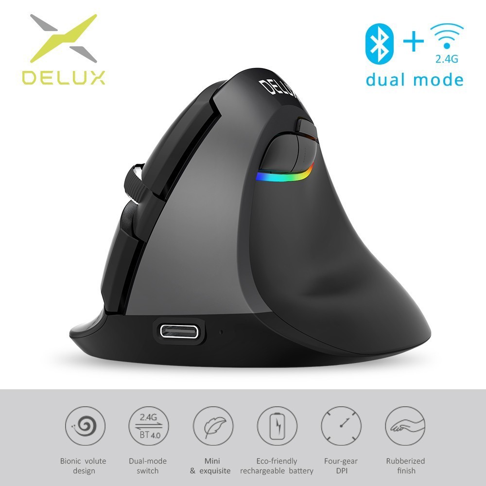 chuột không dây Delux M618 Bluetooth 4.0 2.4g