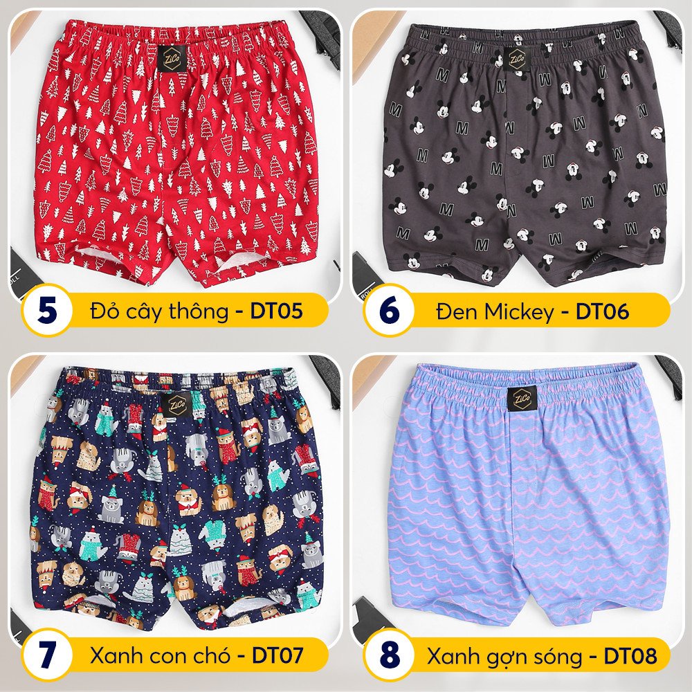 Combo 5 Quần đùi ngủ nam nữ ZICO MENSWEA, quần đùi lưng thun co dãn, vải thun cotton mềm mịn thoáng mát