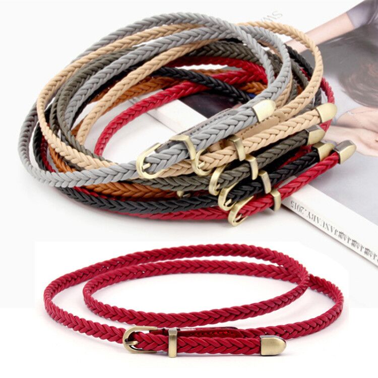 Thắt lưng da khóa cài nhiều màu tùy chọn phong cách retro thời trang Hàn Quốc cho nữ