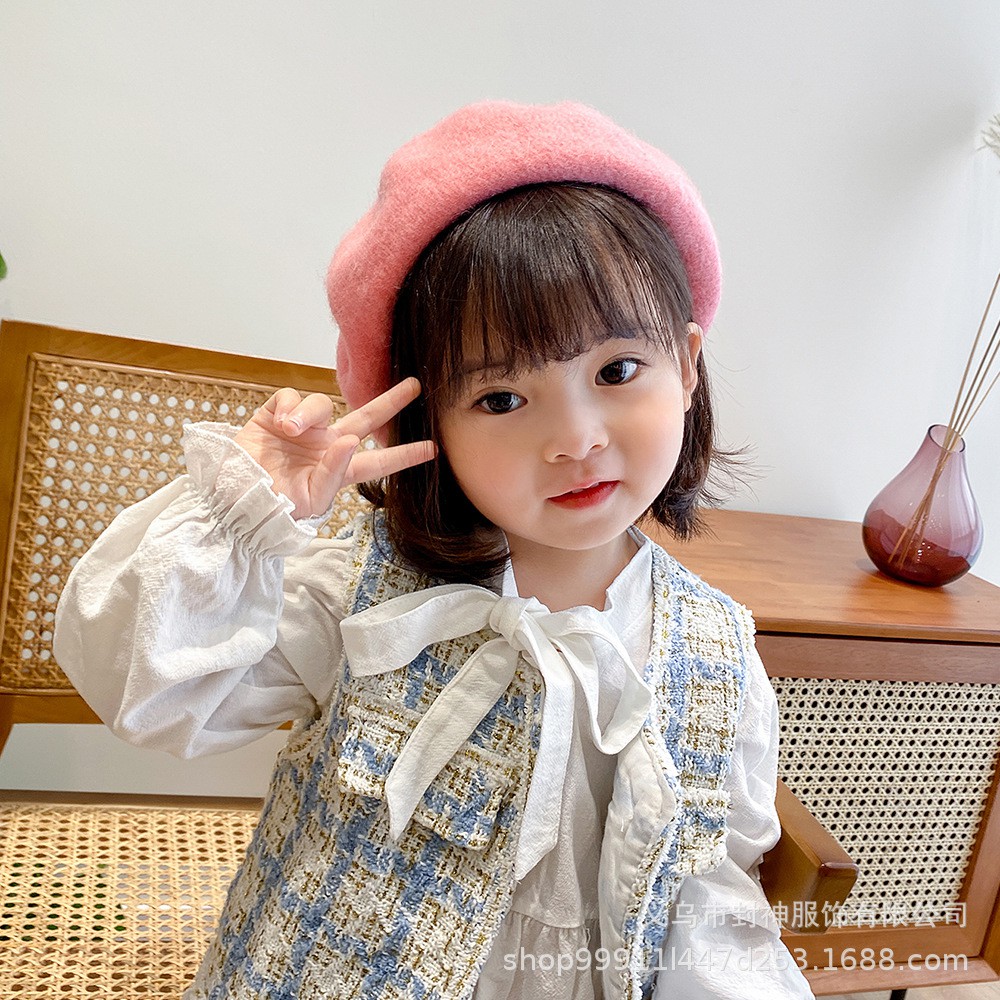 Mũ nồi cho bé, mũ beret dạ + dây rút  hàng chuẩn xịn dành cho bé từ 3-12 tuổi