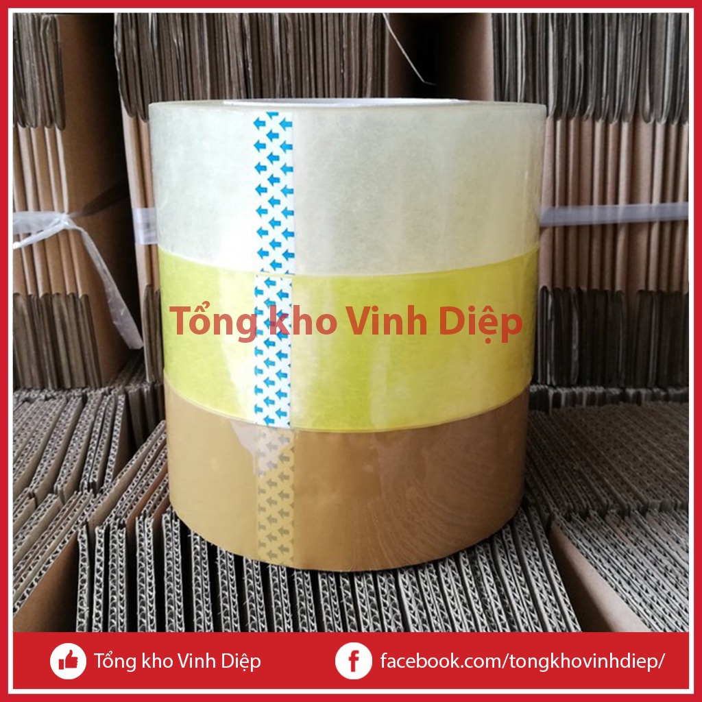 01 cuộn băng dính 170gr lõi giấy mỏng 3mm siêu tiết kiệm, 3 màu trong suốt, vàng chanh, nâu