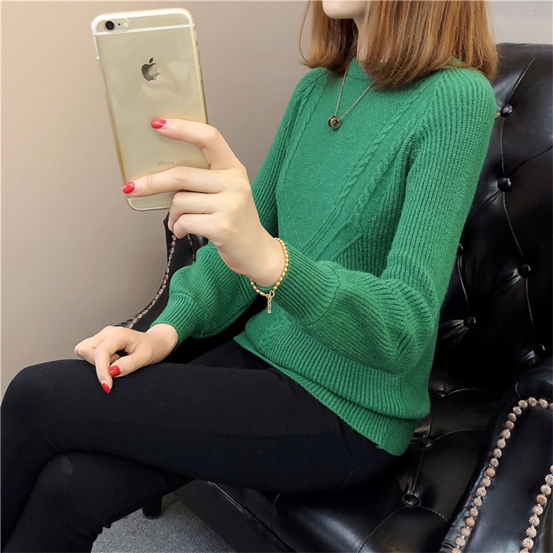 Áo len nữ cổ tròn tay dài chất len dày dặn Al58