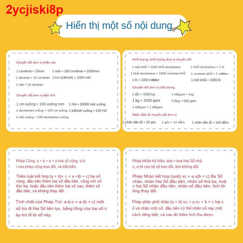 > Các công thức toán ở cấp tiểu học Biểu đồ phải dựa vào kiến ​​thức trọng tâm cơ bản Quy tắc tính bằng hình ảnh.