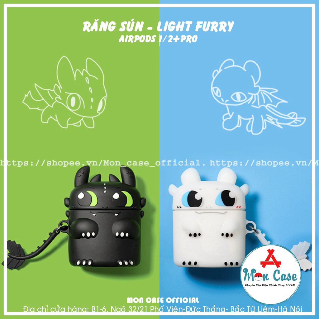 🔥Case Airpod Ốp Tai Nghe Hình Răng Sún Rồng Đen - Trắng🔥 Case Airpods 1-2/Pro Siêu Cute Dễ Thương