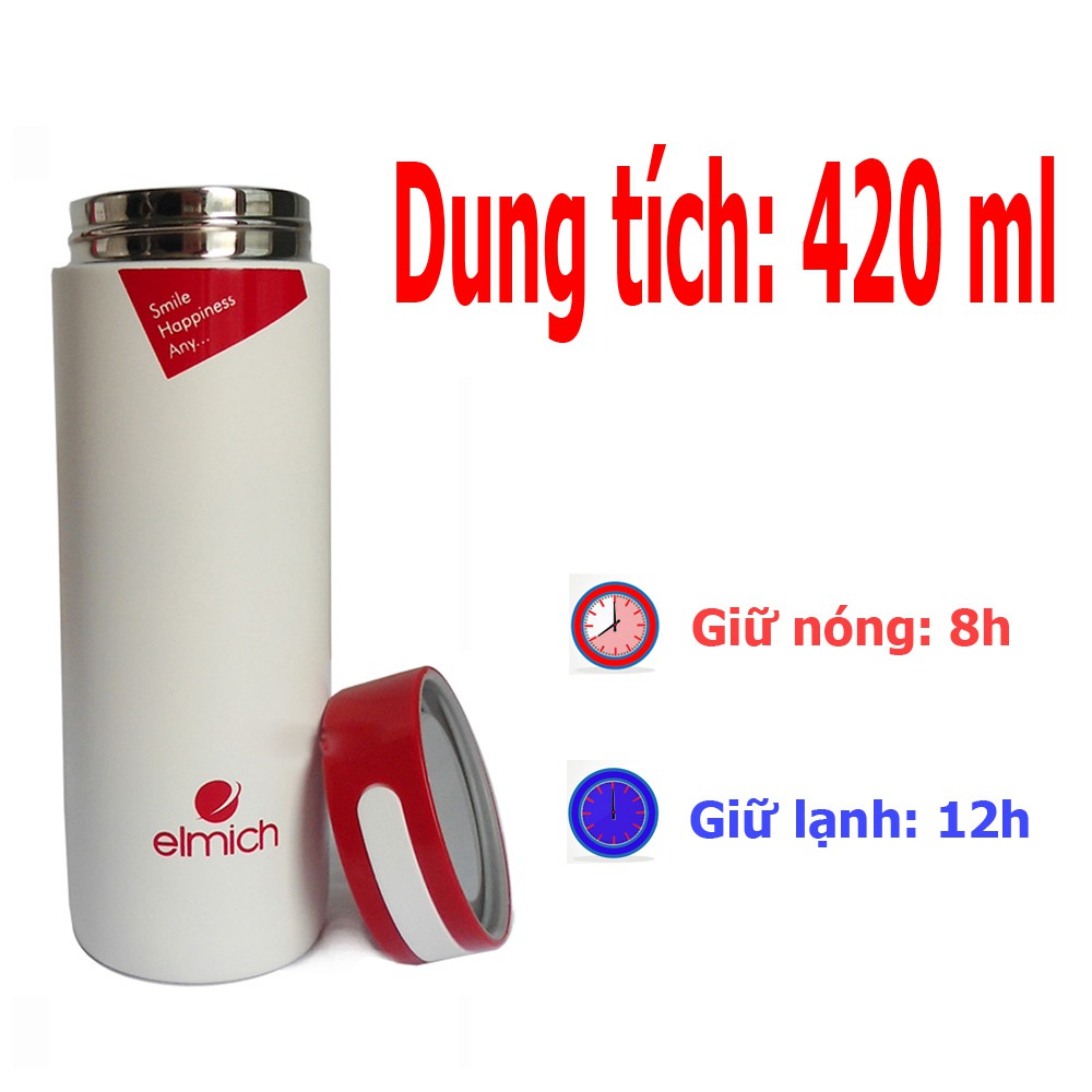 Bình giữ nhiệt Inox 304 thiết kế 3 lớp, dung tích 420ml Elmich EL-6304