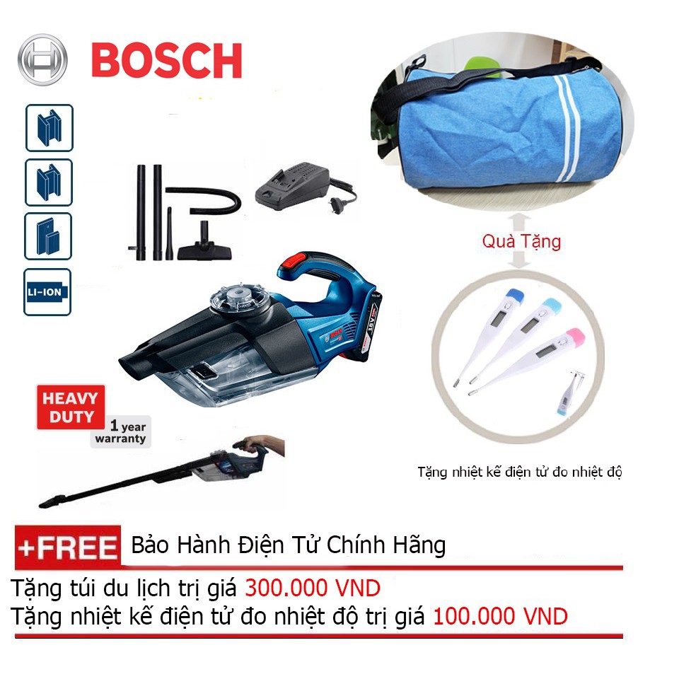 Máy hút bụi dùng pin Bosch GAS 18 V-LI 1SET + Quà tặng áo mưa