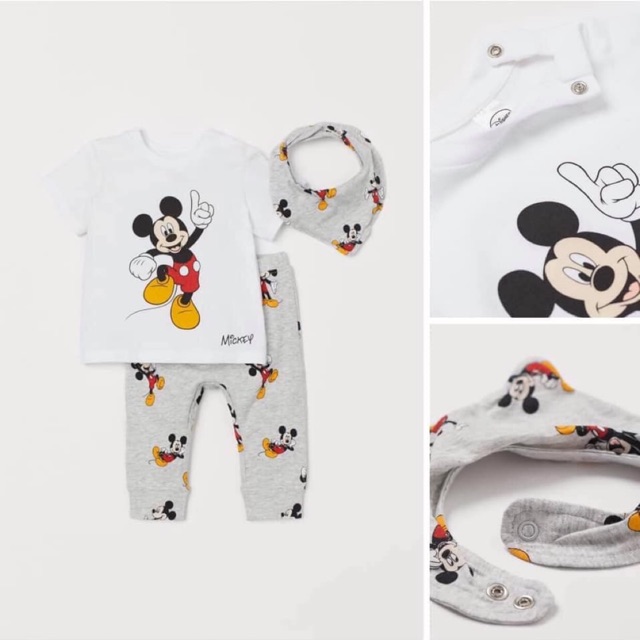 Set 3 chi tiết HM hình Mickey cho bé trai/bé gái