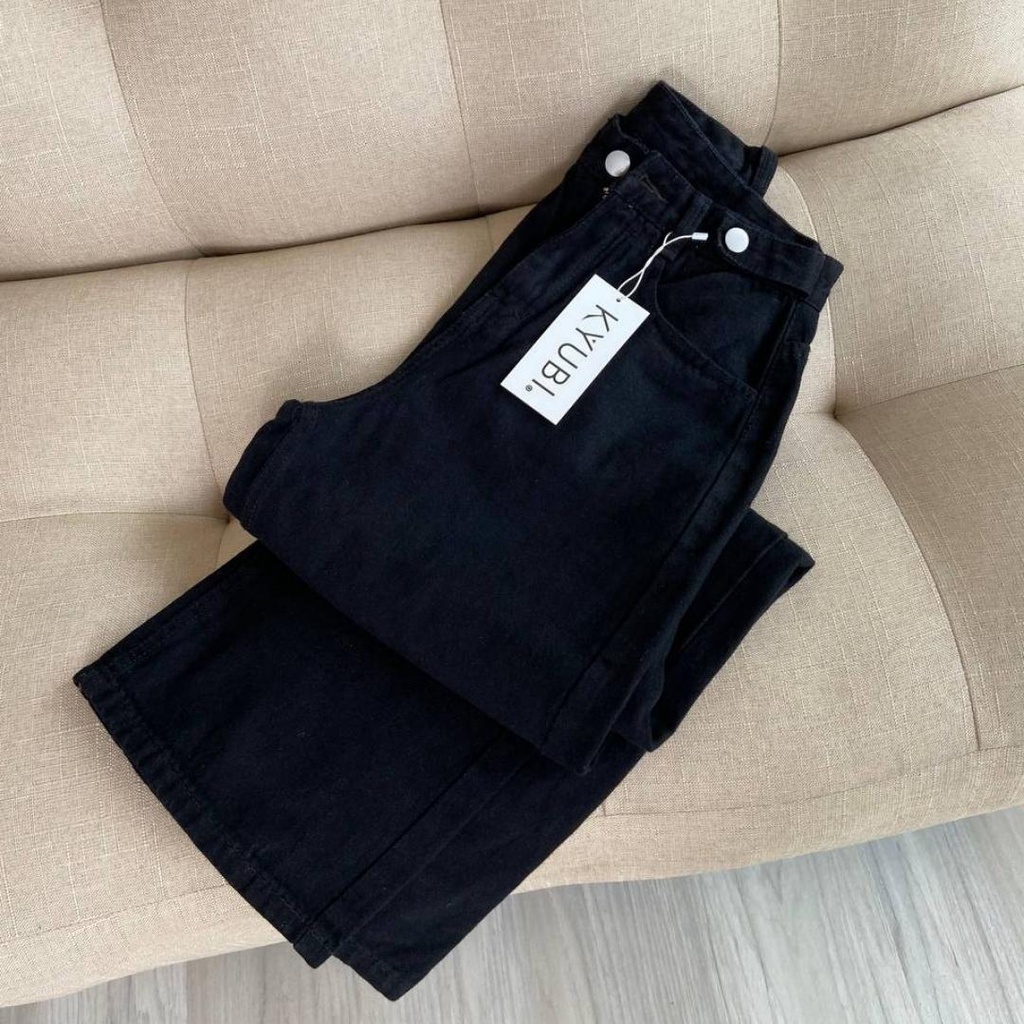 Quần Jean baggy ống suông rộng nữ Ulzzang Kyubi cơ bản có lai [Có Bigsize, Nhiều Màu]- Jean cullote Kyubi BJR21L