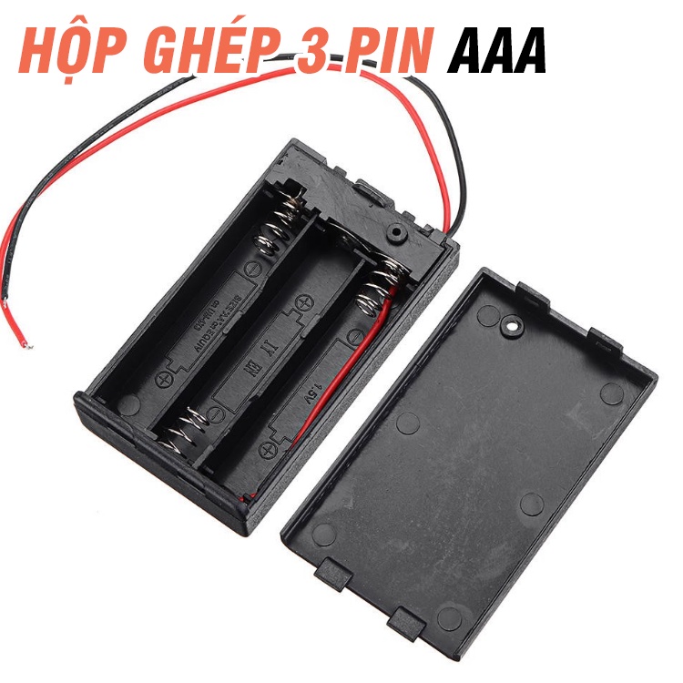 Hộp ghép đựng pin AAA 3 Pin 1.5v có nắp và công tắc