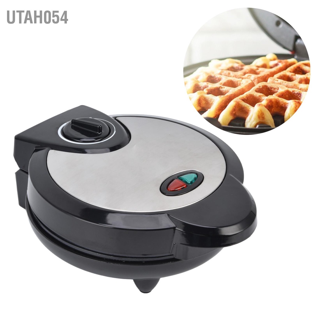 Utah054 Máy làm bánh quế hai mặt Sưởi ấm nhanh ăn sáng gia đình không dính 1200W EU Cắm 220‑240V