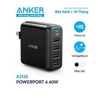 Sạc ANKER PowerPort 4 Cổng USB, 40w - A2142