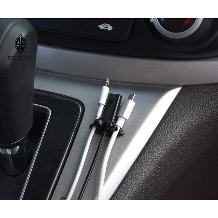 Trọn Bộ 08 nút kẹt giữ dây điện,dây cáp sạc điện thoại GPS tiện ít cho xe hơi, ô tô, xe tải, bàn làm việc-INO01 (đen)