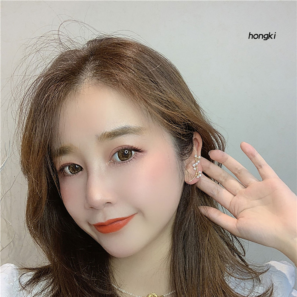 1 Khuyên Vành Tai Hình Hoa Đính Ngọc Trai Giả Thời Trang Cho Nữ