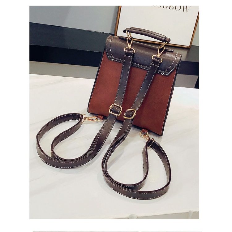 Ba lô CHUWANGLIN bằng da PU đơn giản phong cách Preppy thời trang cho nữ