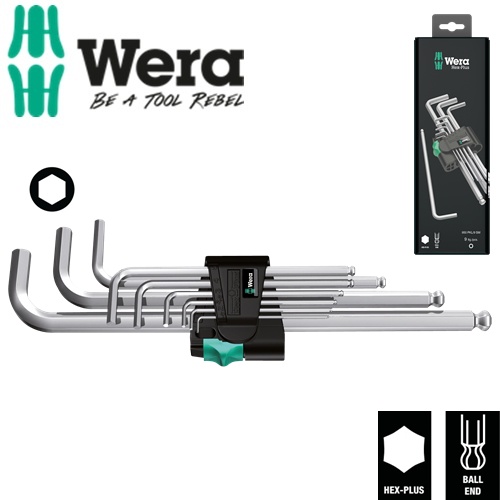 Bộ lục giác đầu bi Wera 05073391001 950/9 Hex-Plus 1 SB L-key gồm 9 cái