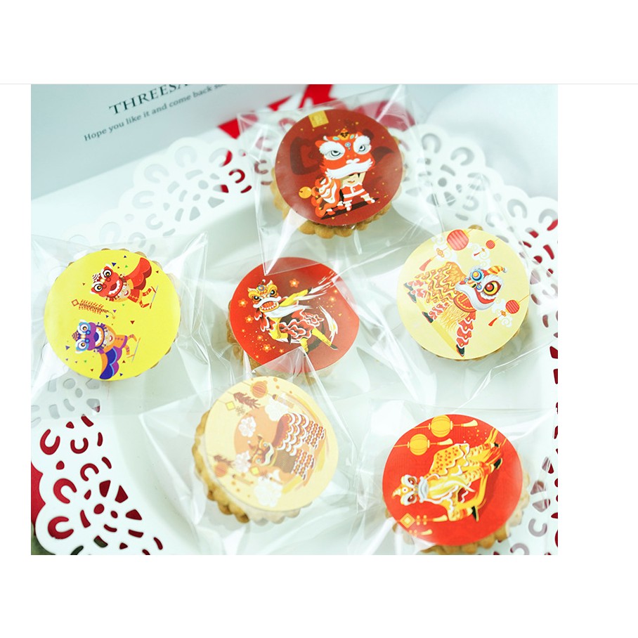 Set 6 nhãn dán chú lân, chú hổ chúc Tết size 3.8 cm