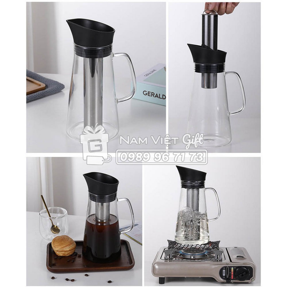 Bình Pha Cà Phê Cold Brew Thủy Tinh 1200ml