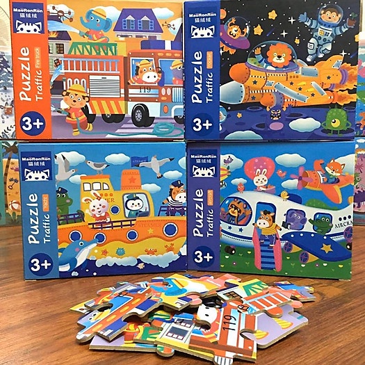 Bộ xếp hình puzzle 4 cấp độ siêu to khổng lồ 12-16-24-32 mảnh, Bộ ghép hình giúp phát triển trí tuệ cho bé thông minh