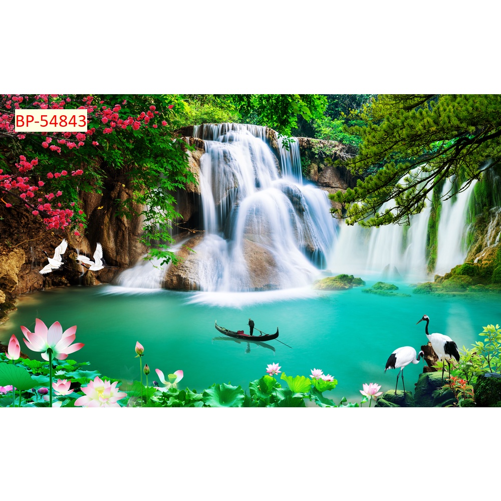 Tranh thác nước thiên nhiên tặng keo và dụng cụ dán