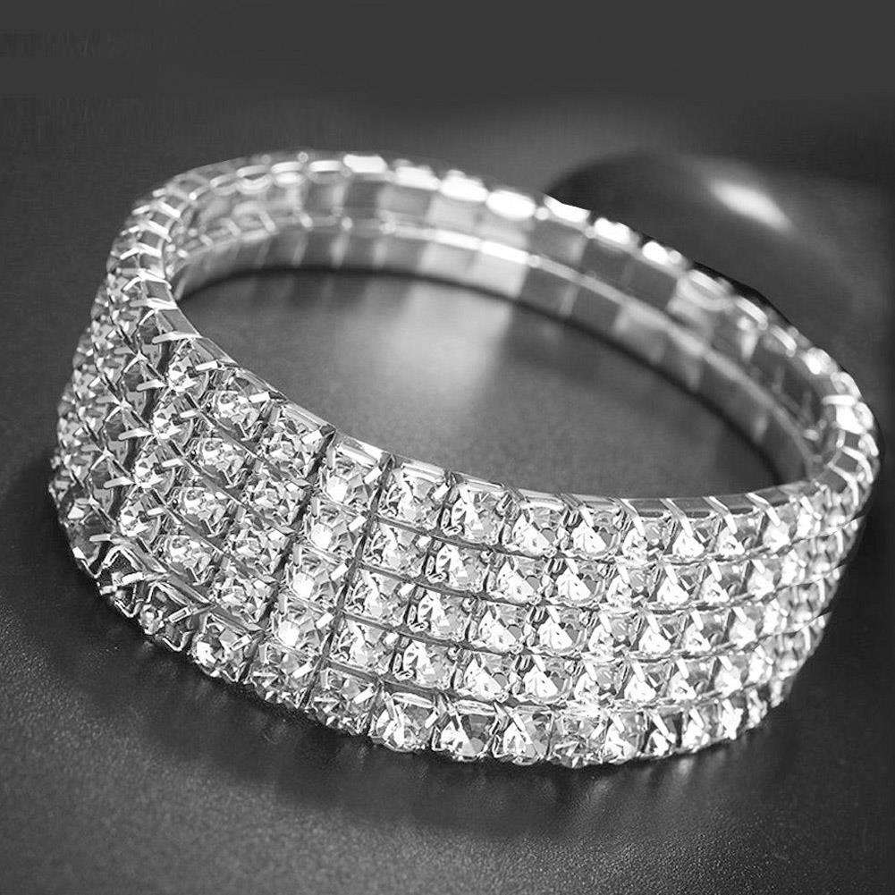 Lắc Chân Màu Bạc Đính Đá Pha Lê Co Giãn 1/2/3/4/5 Hàng Thời Trang