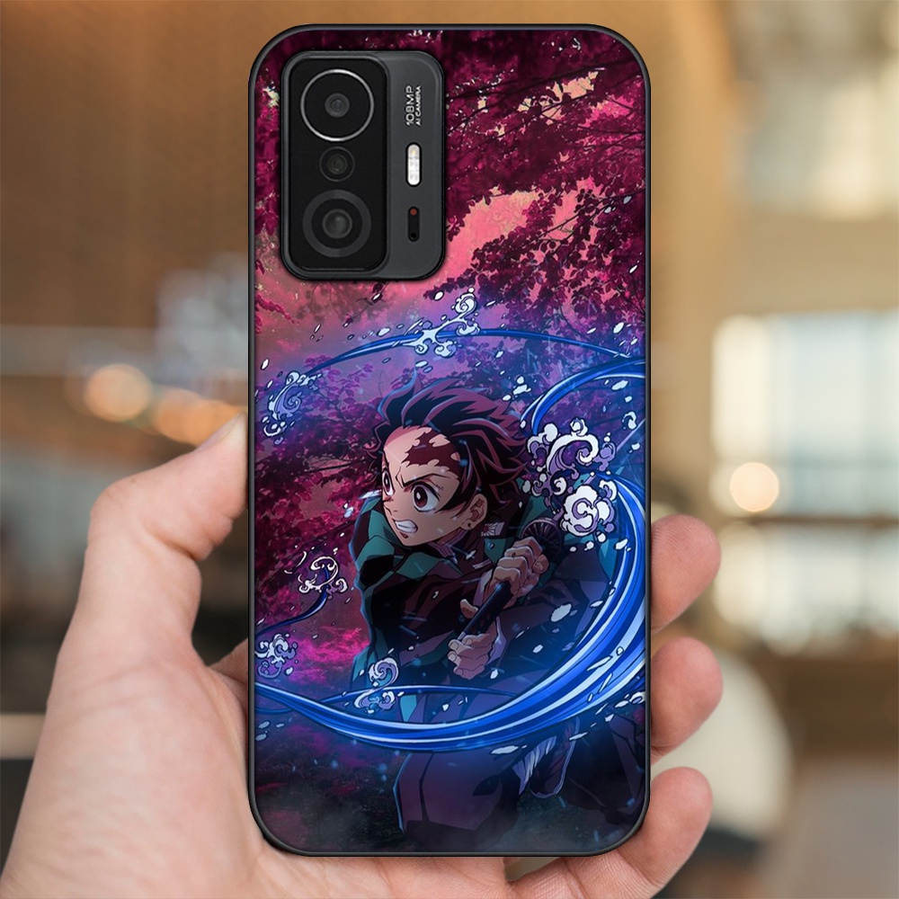 Ốp lưng Xiaomi 11T viền đen in hình Tanjiro Kimetsu No Yaiba