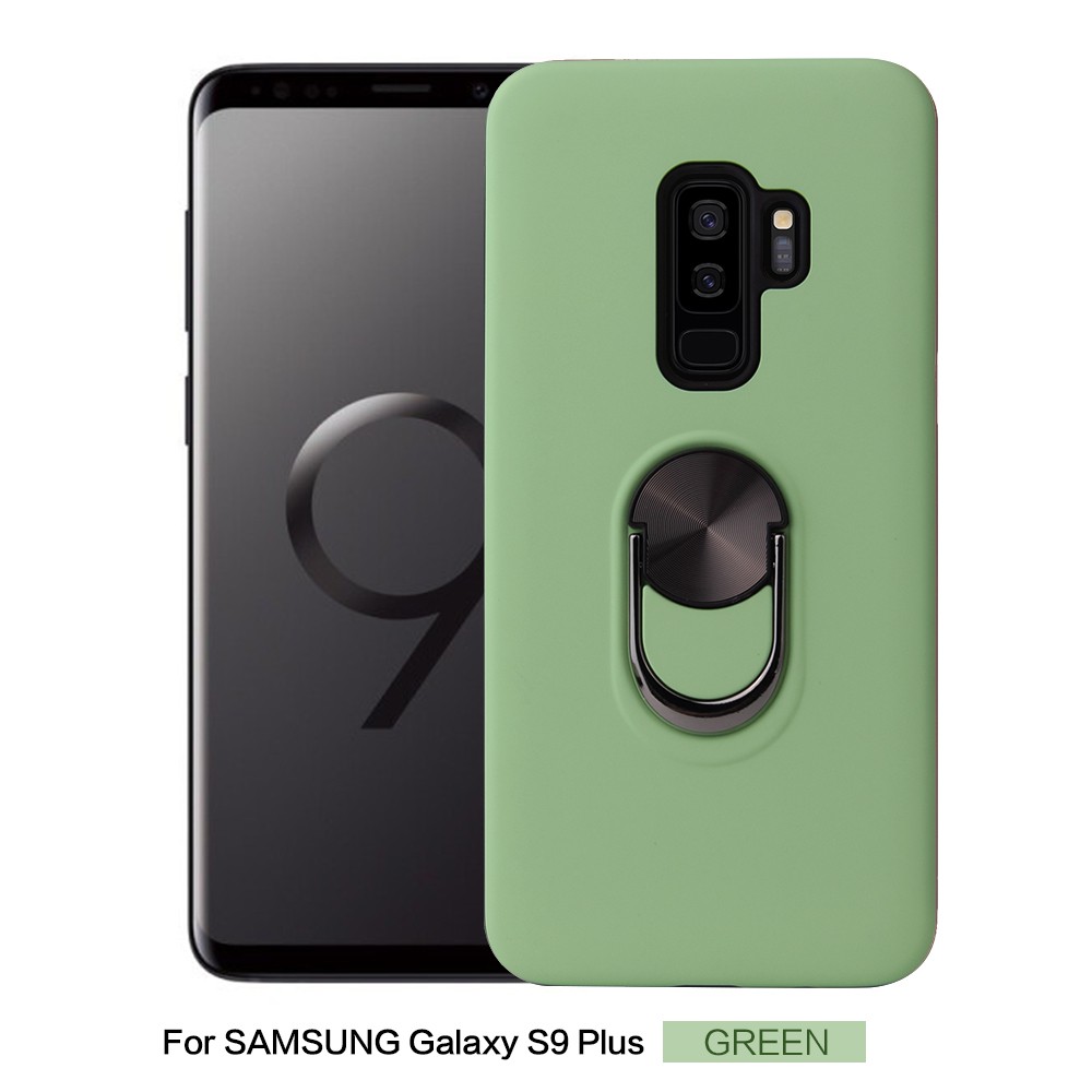 Ốp điện thoại nhựa cứng màu trơn có móc gắn 360 độ và đế hít nam châm cho Samsung Galaxy S9 S9 Plus