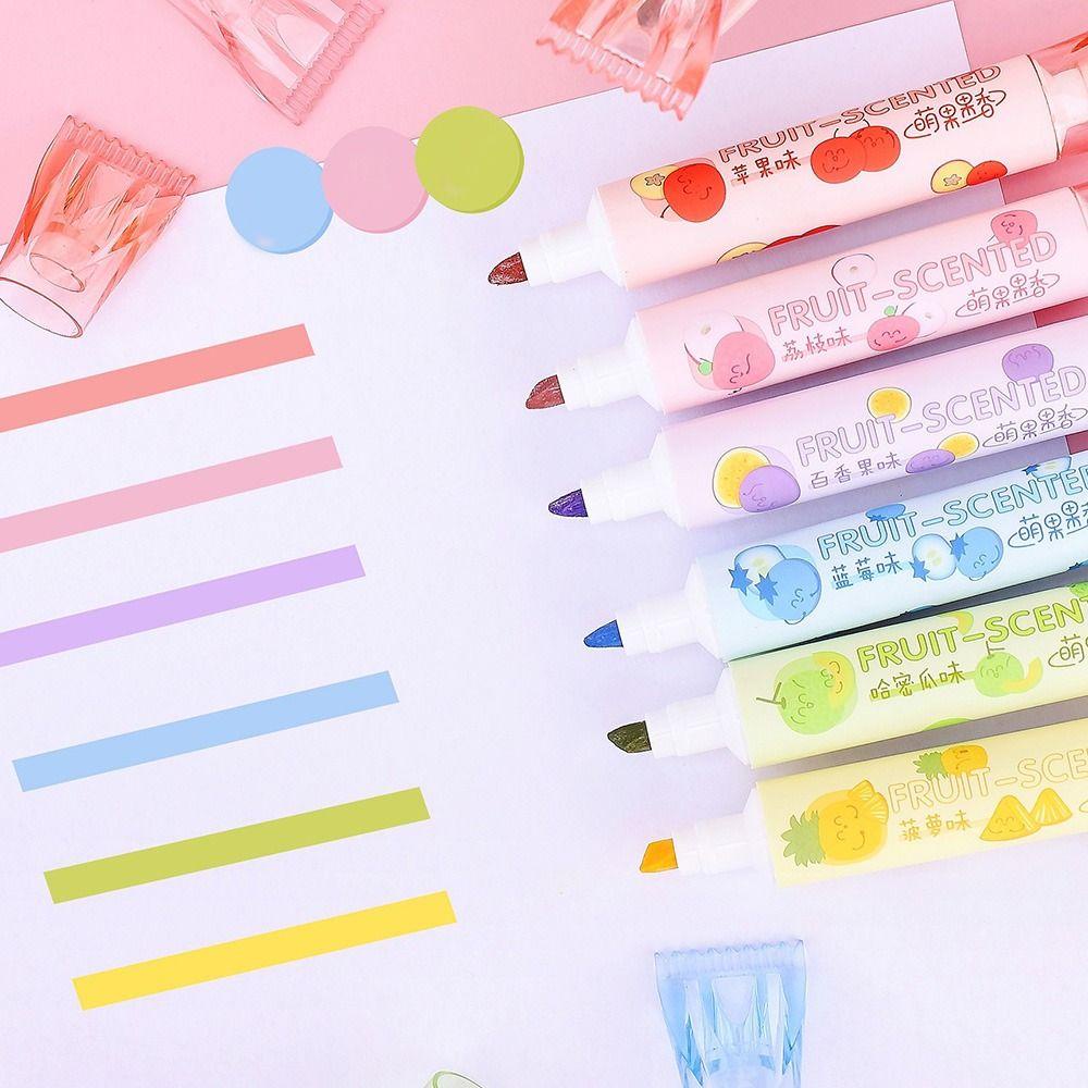 Set 6 Bút Đánh Dấu Hai Đầu Họa Tiết Trái Cây Graffiti