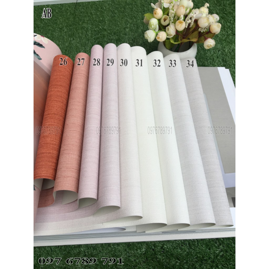 Giấy Dán Tường Hàn Quốc Vân Vải Kim Tuyến Cao Cấp AB Cho Phòng Ngủ Lụa Không Keo Khổ 1.06m Màu Cam, Trắng,Ghi