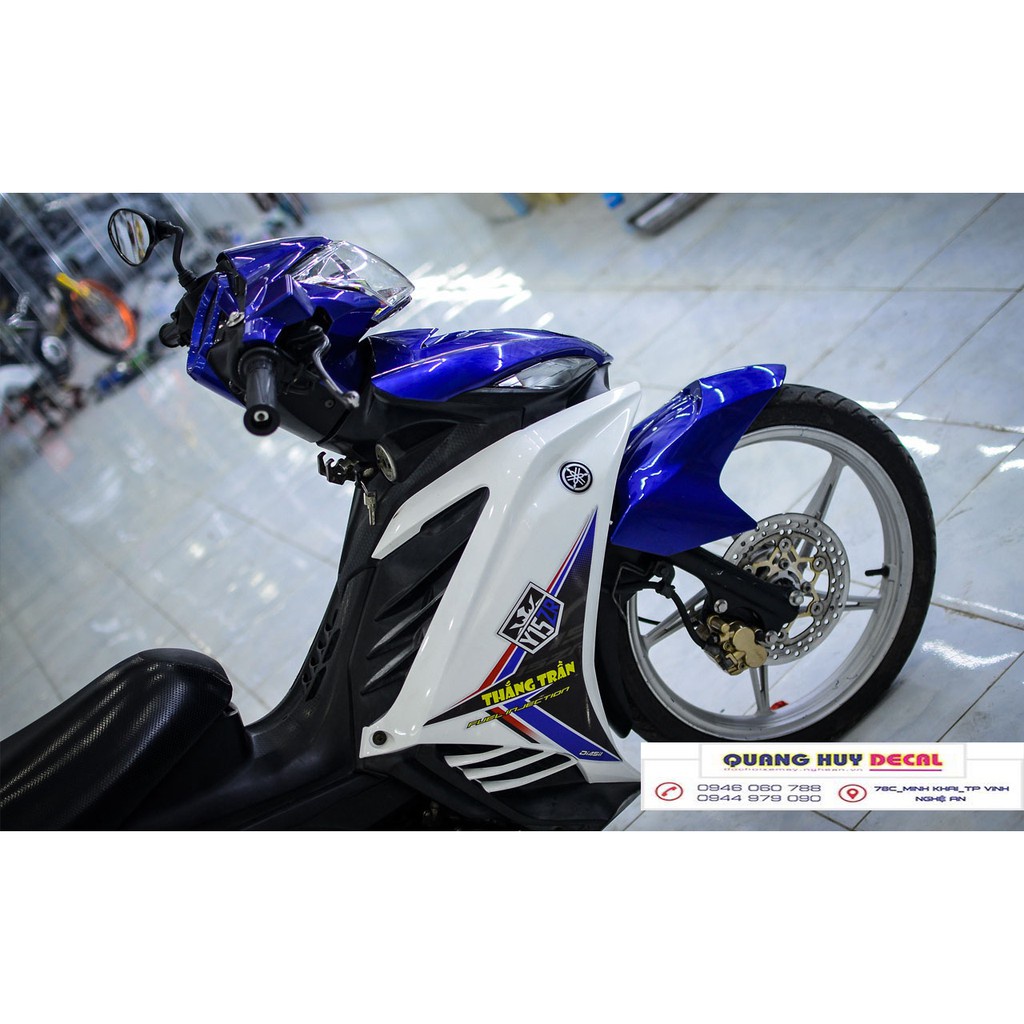 Tem trùm exciter 135 ♦FREESHIP♦ xanh trắng, độ team decal xe ex dán đời 2011-2014
