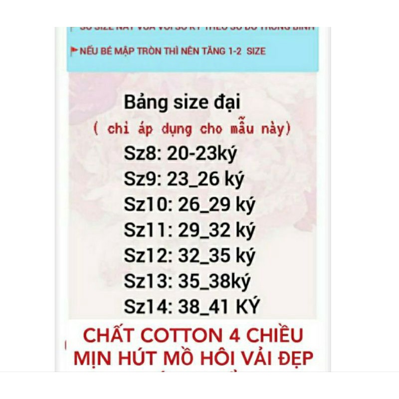 GBND14 ( 20kg-40kg) Bộ tay ngắn quần dài thun cotton màu in hình  bé gái size đại từ 20 đến 40kg - Bộ quần áo bé gái