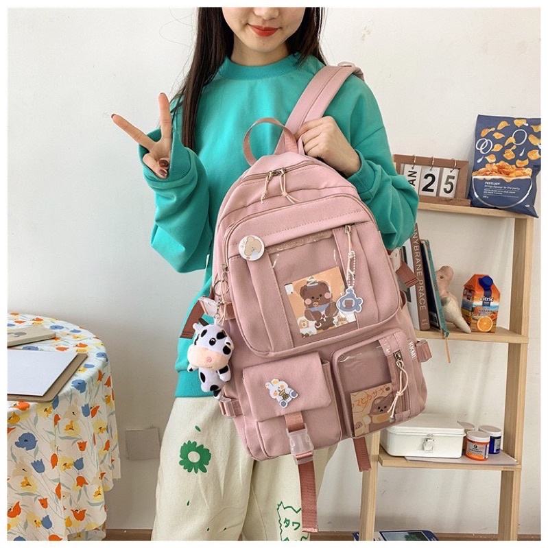 Balo nữ đi học Ulzzang kiểu dáng Hàn Quốc giá rẻ chống nước vừa laptop đi du lịch đa năng BLNĐH6