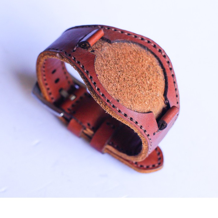 Dây đồng hồ RAM Leather vintage 10mm da bò phong cách quân đội đức nâu đỏ RAM Leather BX3