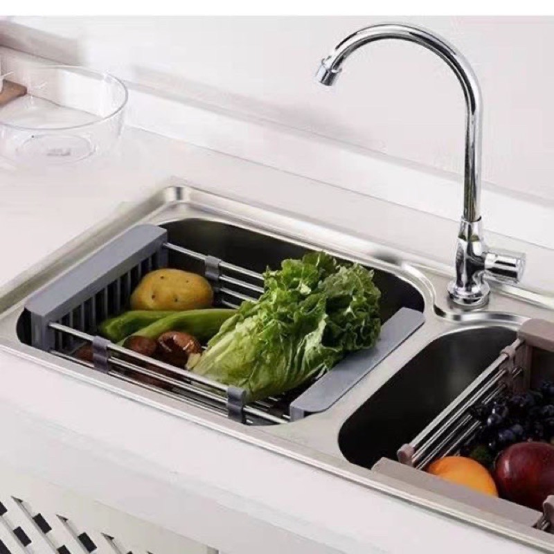 Giá inox thu gọn đựng đồ bồn rửa bát tiện ích. kệ inox gác bồn rửa