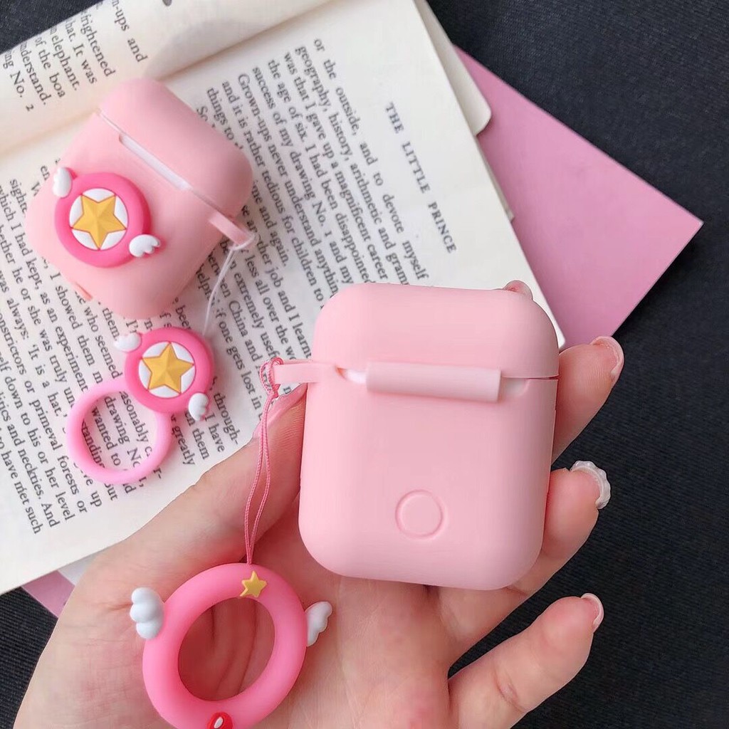 cartoon cardcaptor sakura airpods 1/2 case cute wand soft silicone wireless bluetooth earphone protective cover