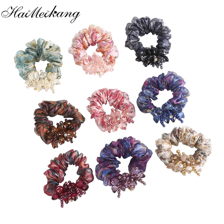 HaimeiKang Hàn Quốc in hạt song phương vòng tròn tóc thời trang retro dây tóc phụ kiện tóc phụ nữ