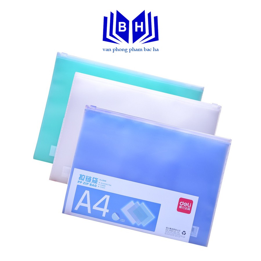 Túi zip A4 E5588 Deli Bền Giá Rẻ Dùng Để Bảo Quản Tài Liệu Phù Hơp Với Dân Văn Phòng Học Sinh Sinh Viên