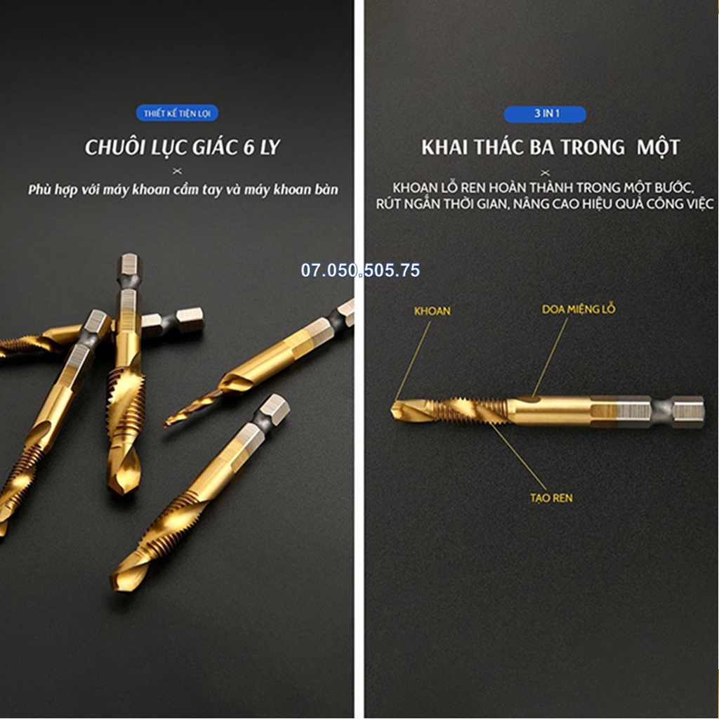 1 Mũi khoan taro M3 đến M10 thép HSS thương hiệu KingBlue đảm bảo chất lượng chịu được tác dụng lực lớn