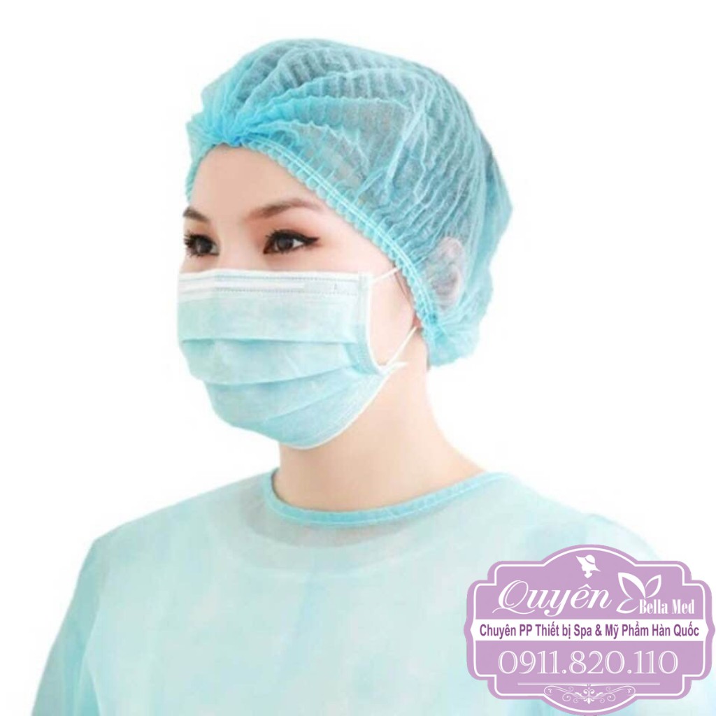 Nón giấy y tế 1 bịch 100 cái (màu xanh)