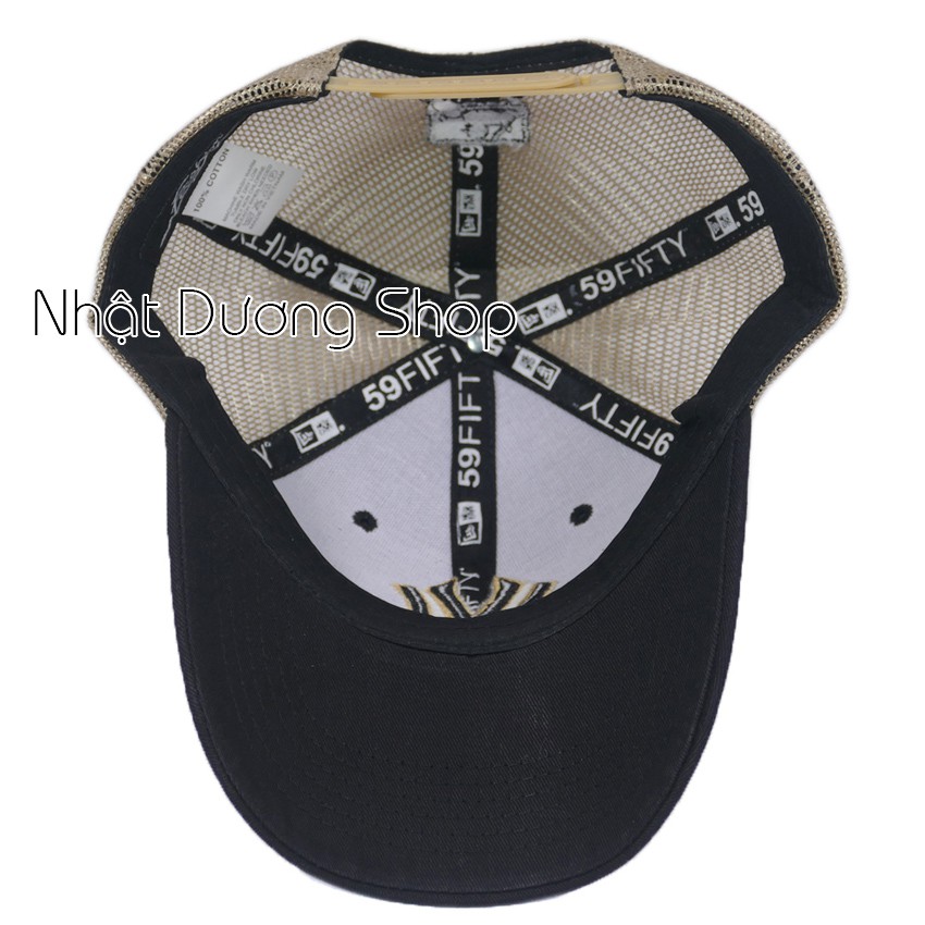 Nón kết lưới thêu chữ NY, khóa nhựa bền đẹp - Đen &amp; Kaki