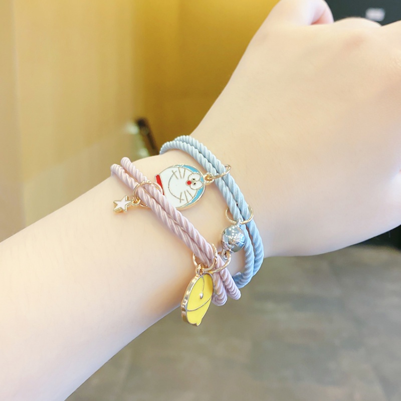 Set 2 vòng tay họa tiết hoạt hình phong cách Hàn Quốc đơn giản thời trang cho cặp đôi