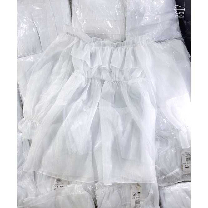 [VIDEO ẢNH THẬT] Váy Trễ Vai 2 Lớp Phong Cách Bánh Bèo Tiểu Thư Sang Đẹp- Váy Voan Nữ Tay Bồng