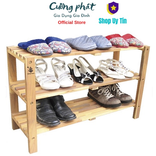 Kệ Để Giày Dép 3 tầng, tháo rời Gỗ Cao Su Bền Đẹp Chắc Chắn - Thương Hiệu Gỗ Đức Thành 47371K