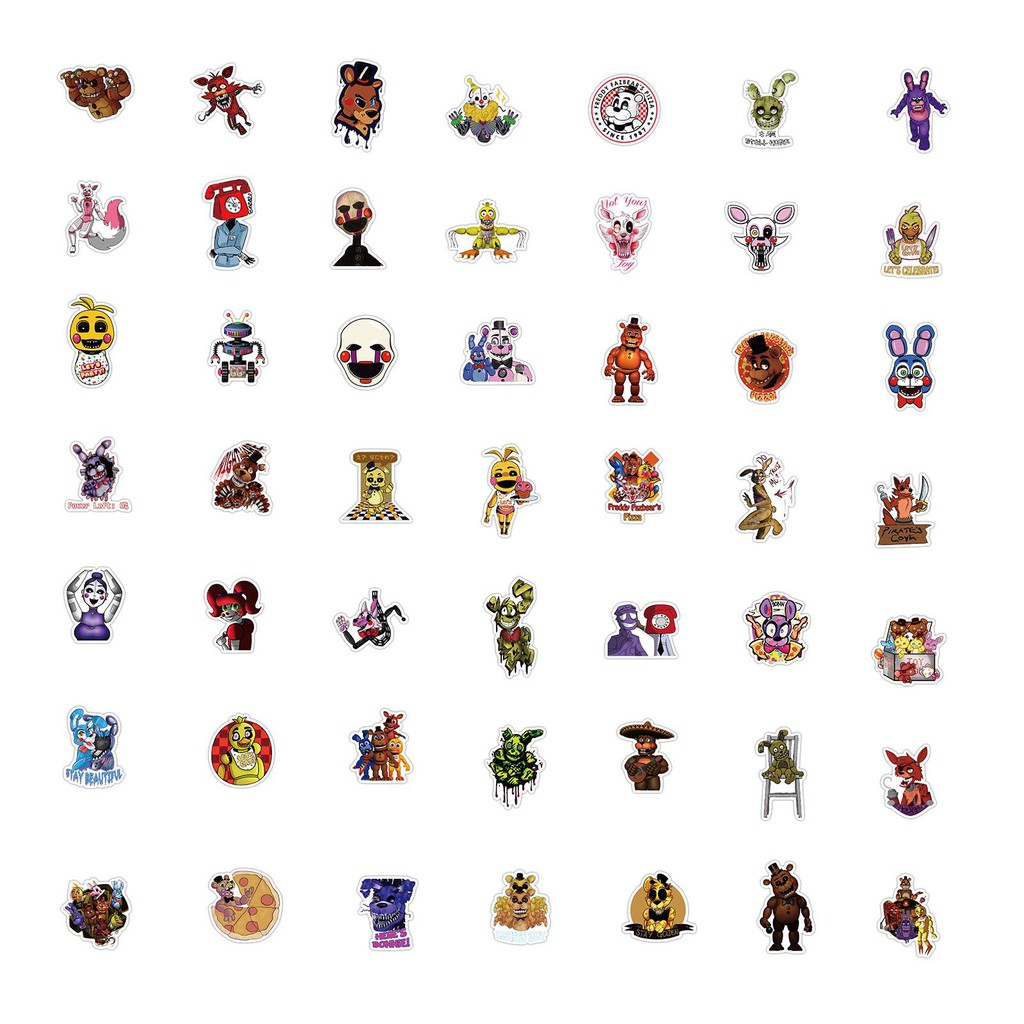 Bộ 100 Miếng Dán Sticker Five Nights At Freddy 's Trang Trí Đa Năng
