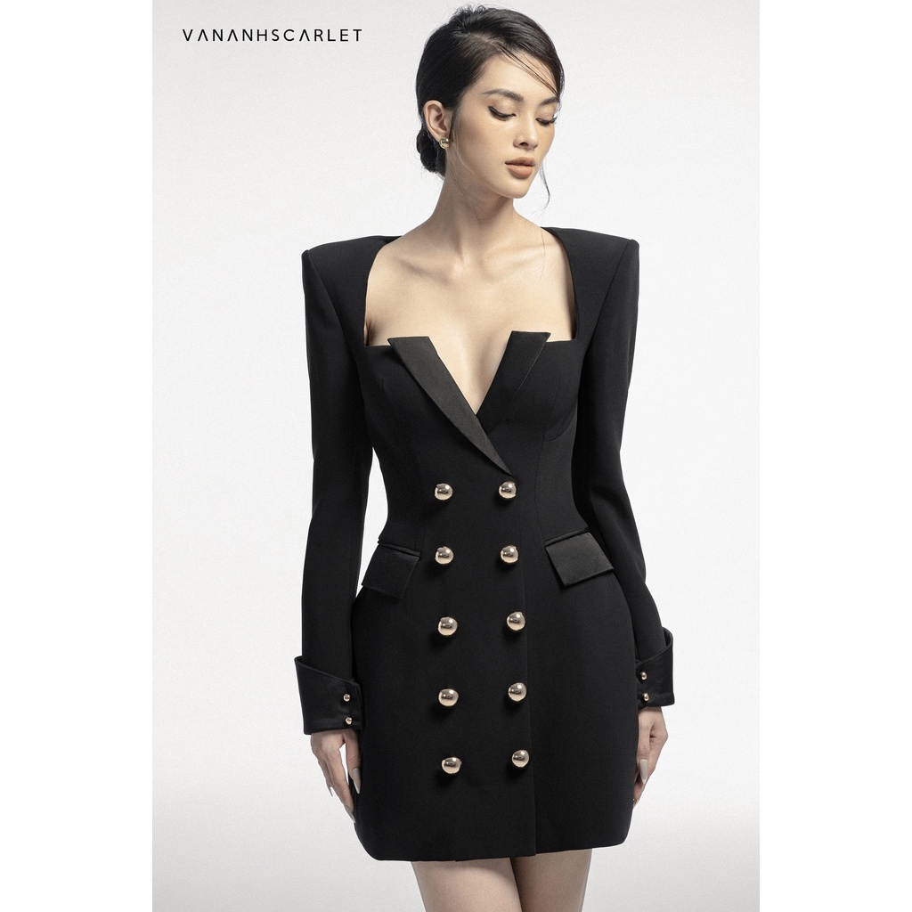 Váy vest nữ VANANHSCARLET Dai tay hai hàng cúc V188S21