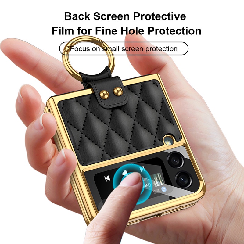Bao Da Điện Thoại Nắp Gập Có Vòng Đỡ Cho Samsung Galaxy Z Flip 3 / Samsung Flip 3