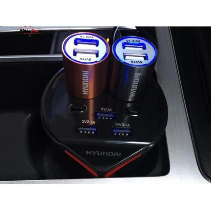 Cốc Chia Sạc Hyundai HY-18 Chất Lượng Cao (2 tẩu tròn 3 USB) Bảo Hành 12 Tháng