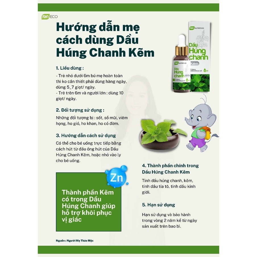 TINH DẦU THẢO DƯỢC HÚNG CHANH KẼM FANECO / TINH DẦU HÚNG CHANH MIRI KIDS FANECO 30ML