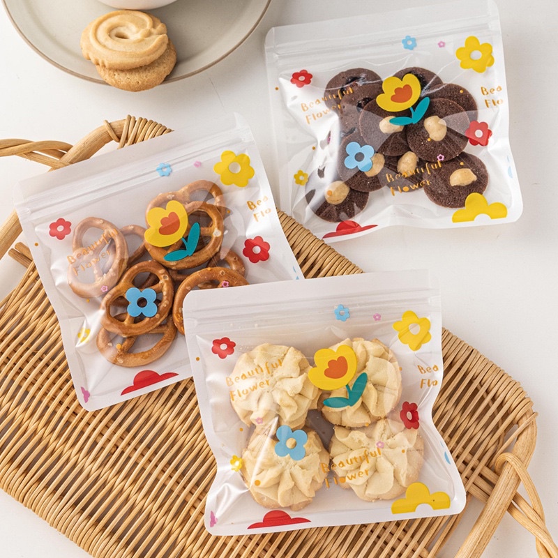 set 10 túi zip hoa nhỏ size 13.5 x 13.5 cm