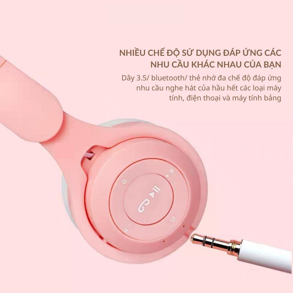 Tai Nghe Mèo Không Dây Bluetooth P47M Có Đèn Led - Chống Ồn - Có Mic - Chính Hãng HD DESIGN